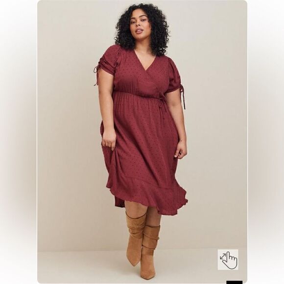 torrid Dresses & Skirts - NEW TORRID Women's Midi Swiss Linen Wrap Surplice Dress size M/L